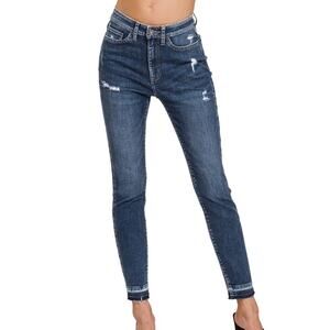 Zenana HIGH RISE CROPPED SKINNY DENIM PANTS